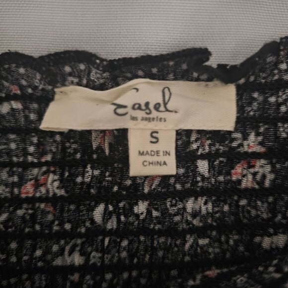 Easel Los Angeles Ditsy Floral Smocked Balloon Sleeve Cropped Top Size Small - Picture 4 of 9